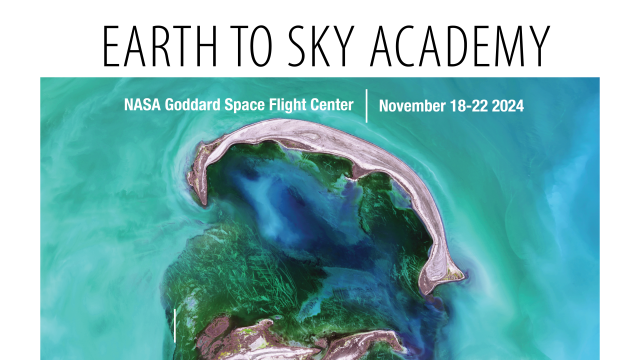 Earth to Sky Academy 2024 announcement against a beautiful image of the Caspian Sea
